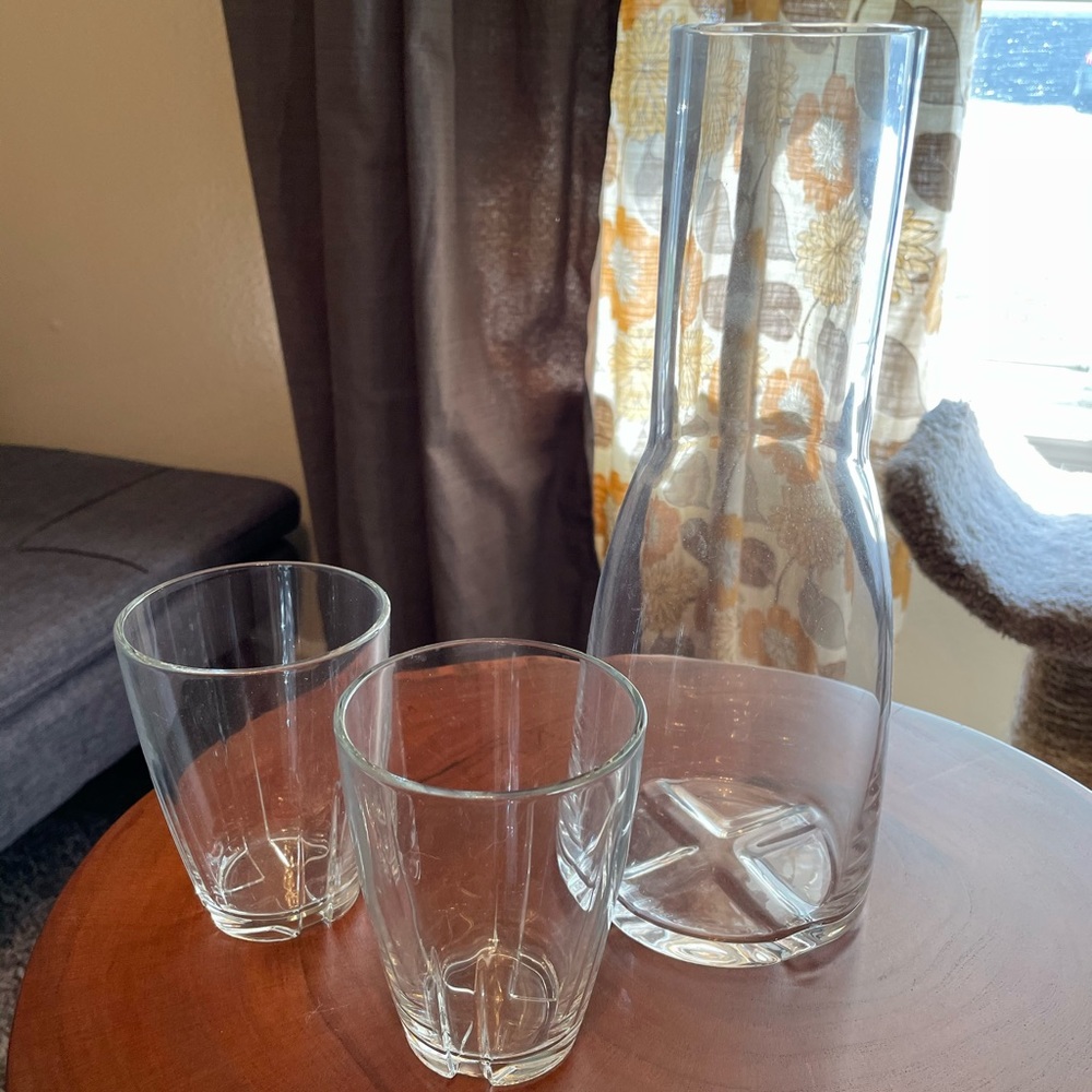 Crystal carafe and glasses